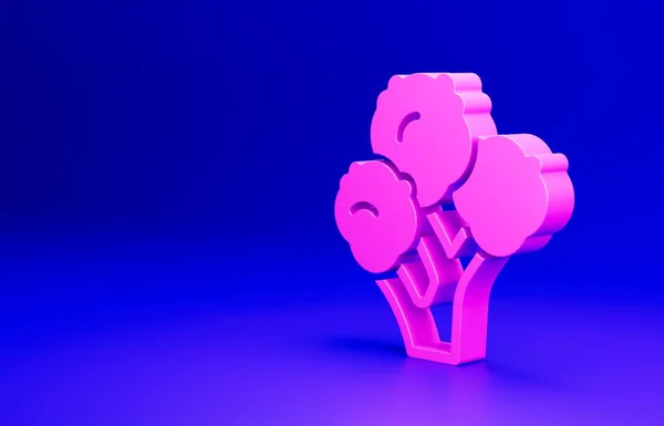 Ροζ Εικονίδιο Μπρόκολο Απομονωμένο Μπλε Φόντο Μινιμαλιστική Έννοια Εικονογράφηση — Φωτογραφία Αρχείου