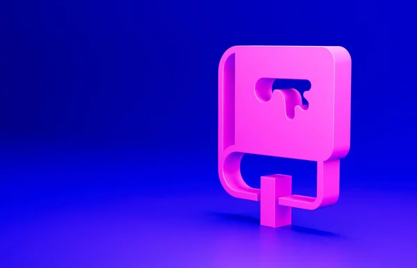 Pinkfarbenes Wikinger Buchsymbol Isoliert Auf Blauem Hintergrund Minimalismus Konzept Darstellung — Stockfoto