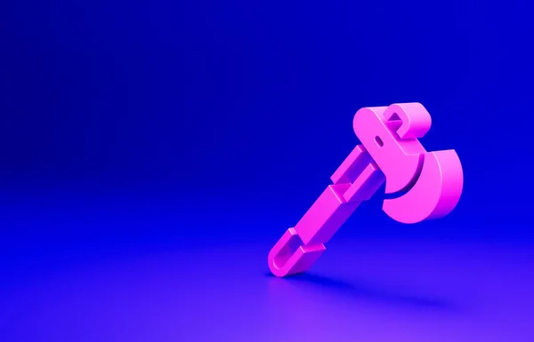 Ροζ Ξύλινο Τσεκούρι Εικονίδιο Απομονώνονται Μπλε Φόντο Ξυλοκόπος Μινιμαλιστική Έννοια — Φωτογραφία Αρχείου