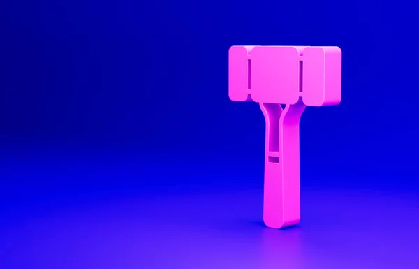 Pinkfarbenes Auktionshammer Symbol Auf Blauem Hintergrund Gavel Hammer Des Richters — Stockfoto