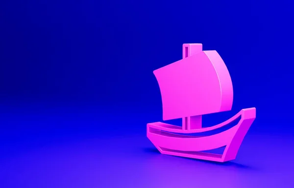 Icono Barco Egipcio Rosa Aislado Sobre Fondo Azul Barco Papiro —  Fotos de Stock