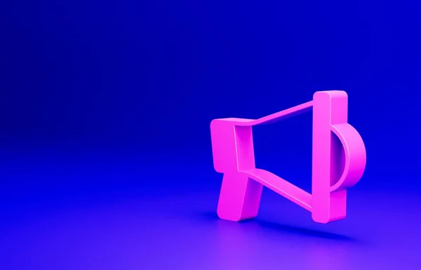 Pinkfarbenes Megaphon Symbol Isoliert Auf Blauem Hintergrund Lautsprecherzeichen Minimalismus Konzept — Stockfoto