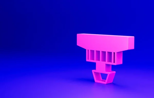 Ikona Růžový Kouřový Alarm Izolované Modrém Pozadí Detektor Kouře Minimalismus — Stock fotografie