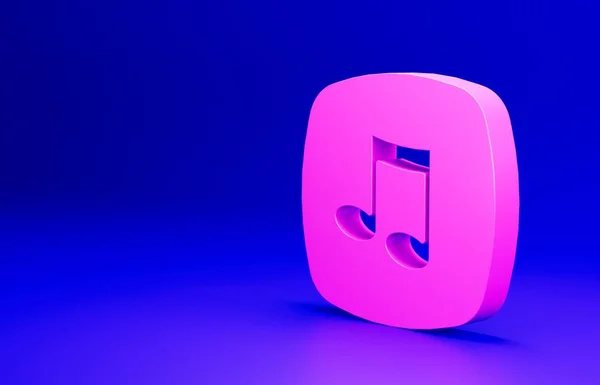Pink Music Note Ícone Tom Isolado Fundo Azul Conceito Minimalismo — Fotografia de Stock