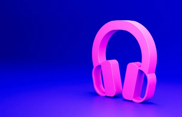 Ροζ Ακουστικά Εικονίδιο Απομονώνονται Μπλε Φόντο Ακουστικά Έννοια Για Ακρόαση — Φωτογραφία Αρχείου