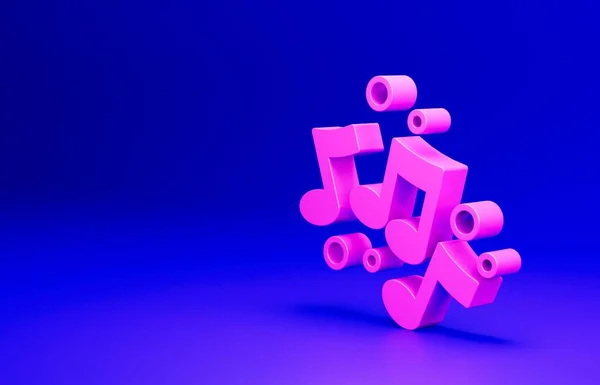 Pink Music Note Ícone Tom Isolado Fundo Azul Conceito Minimalismo — Fotografia de Stock