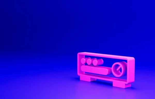 Pink Sound Mixer Controller Icoon Geïsoleerd Blauwe Achtergrond Apparatuur Schuifknoppen — Stockfoto