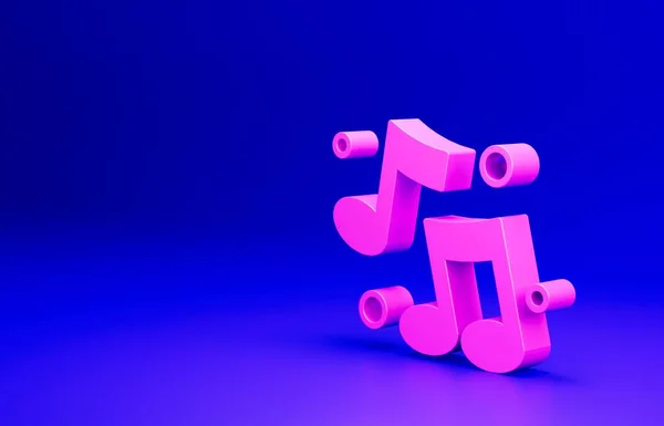 Pink Music Note Tone Icon Isolated Blue Background Minimalism Concept — Stock Photo, Image
