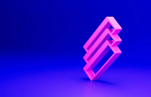 Pink Cigarette rolling papers pack icon isolated on blue background. Minimalism concept. 3D render illustration.