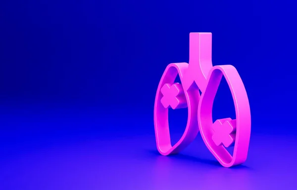 Рожеві Легені Хвороби Ізольовані Синьому Фоні Концепція Мінімалізму Ілюстрація Рендеринга — стокове фото