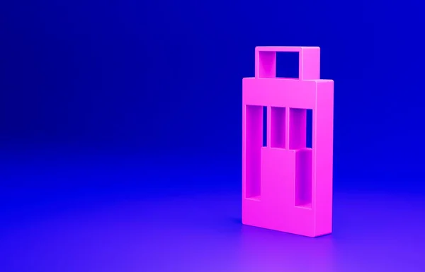 Pink Vape Mod设备图标在蓝色背景上隔离 卷烟工具 蒸汽机装置 最低纲领的概念 3D渲染说明 — 图库照片
