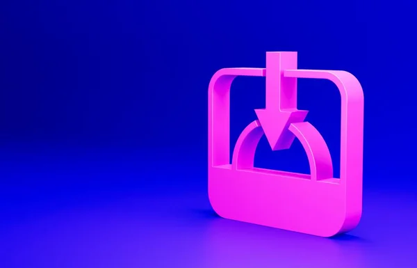 Pink Sunset icon isolated on blue background. Minimalism concept. 3D render illustration.