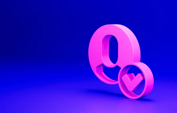 Rózsaszín Munkás Ikon Elszigetelt Kék Háttérrel Üzleti Avatar Szimbólum Felhasználói — Stock Fotó