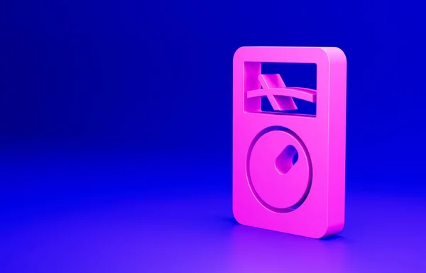 ピンクのアンパーメーター マルチメーター 電圧計のアイコンは青の背景に隔離されています 電流を測定するための機器 最小限の概念 3Dレンダリング図 — ストック写真