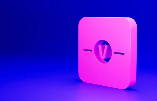 Εικονίδιο Ηλεκτρονικής Συνιστώσας Ροζ Βολτόμετρου Απομονωμένο Μπλε Φόντο Πρόγραμμα Φυσικής — Φωτογραφία Αρχείου
