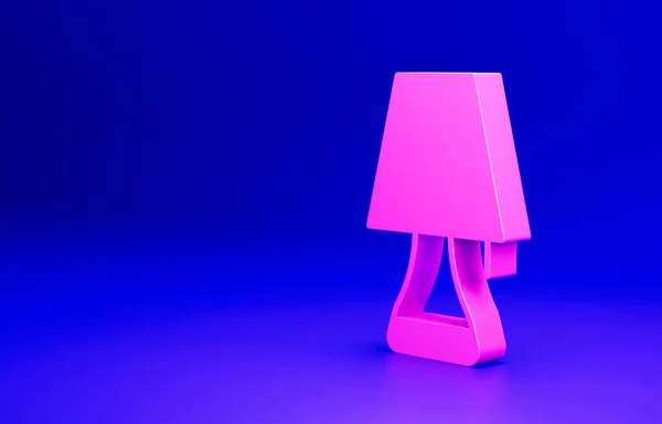 Rózsaszín Asztali Lámpa Ikon Elszigetelt Kék Alapon Minimalizmus Koncepció Renderelés — Stock Fotó