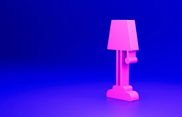Różowa Ikona Lampy Podłogowej Izolowana Niebieskim Tle Koncepcja Minimalizmu Ilustracja — Zdjęcie stockowe