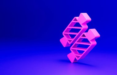 Pembe Şeker simgesi mavi arkaplanda izole edilmiş. Sevgililer günün kutlu olsun. Minimalizm kavramı. 3 Boyutlu resimleme.
