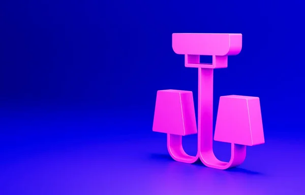 Ροζ Πολυέλαιο Εικονίδιο Απομονώνονται Μπλε Φόντο Μινιμαλιστική Έννοια Εικονογράφηση — Φωτογραφία Αρχείου