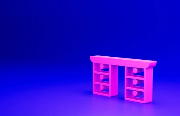 Ікона Стола Pink Office Ізольована Синьому Фоні Концепція Мінімалізму Рендеринг — стокове фото