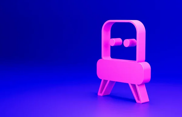 Pinkfarbenes Sesselsymbol Isoliert Auf Blauem Hintergrund Minimalismus Konzept Darstellung — Stockfoto