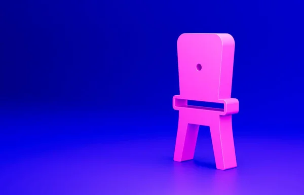 Ikona Růžové Židle Izolované Modrém Pozadí Minimalismus Vykreslování — Stock fotografie