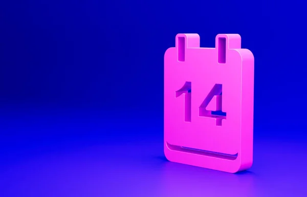 Pink Calendar February Icon Isolated Blue Background Valentines Day Love — Stock Photo, Image