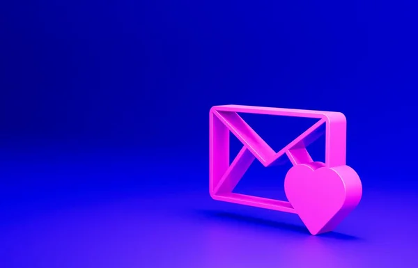 Ροζ Φάκελος Εικονίδιο Καρδιά Valentine Απομονώνονται Μπλε Φόντο Μήνυμα Αγάπης — Φωτογραφία Αρχείου