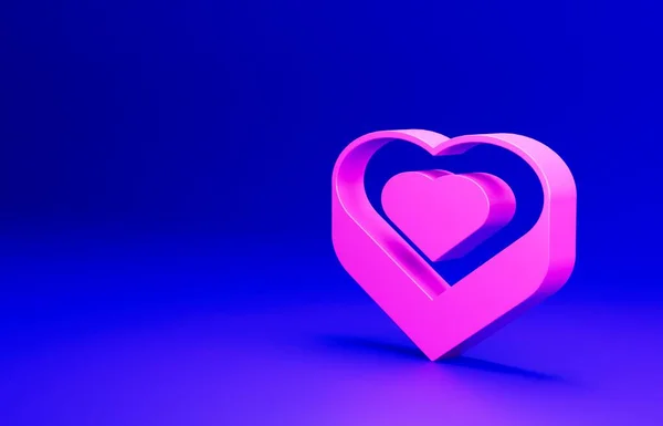 Rosa Godis Hjärtformad Låda Ikon Isolerad Blå Bakgrund Alla Hjärtans — Stockfoto
