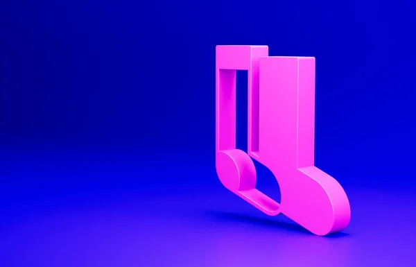 ピンクの靴下のアイコンは青の背景に隔離されました 最小限の概念 3Dレンダリング図 — ストック写真