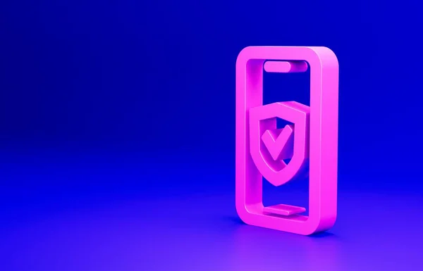 Pink Insurance Ikona Online Izolowane Niebieskim Tle Ochrona Bezpieczeństwo Ochrona — Zdjęcie stockowe