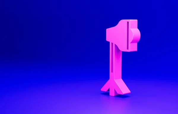 Рожева Лампа Студії Піктограмі Софтбокса Ізольована Синьому Фоні Дизайн Відбиття — стокове фото