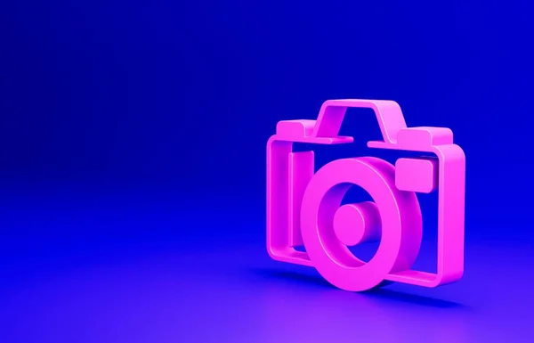 Roze Fotocamera Pictogram Geïsoleerd Blauwe Achtergrond Foto Camera Digitale Fotografie — Stockfoto