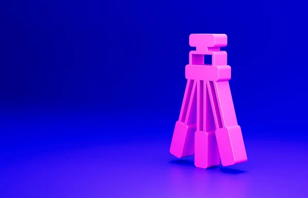 Рожевий Триногий Значок Ізольовано Синьому Фоні Концепція Мінімалізму Ілюстрація Рендеринга — стокове фото