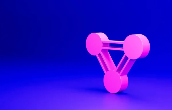 Rózsaszín Molekula Ikon Elszigetelt Kék Alapon Molekulák Szerkezete Kémiában Tudományos — Stock Fotó