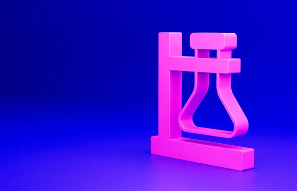 Reagenzglas Rosa Auf Standsymbol Isoliert Auf Blauem Hintergrund Laborgeräte Minimalismus — Stockfoto