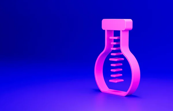 Pinkfarbenes Reagenzglas Und Kolben Für Chemische Labortests Isoliert Auf Blauem — Stockfoto