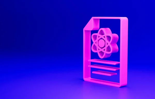 Pink Chemistry report icon isolated on blue background. Minimalism concept. 3D render illustration.