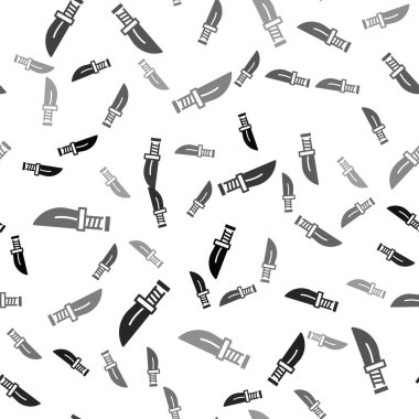 Kara Hançer simgesi beyaz zeminde izole edilmiş kusursuz desen. Bıçak ikonu. Keskin bıçaklı kılıç. Vektör