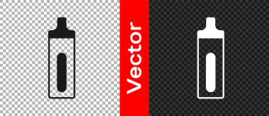 Şeffaf arkaplanda siyah Elektronik sigara ikonu izole edildi. Tüttürme aleti. Buharlaştırıcı Cihaz. Vektör