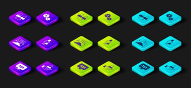 Proje ekibi üssü, İşçi, Arama işi, İşadamı, teçhizatlı insan ve takas simgesi. Vektör