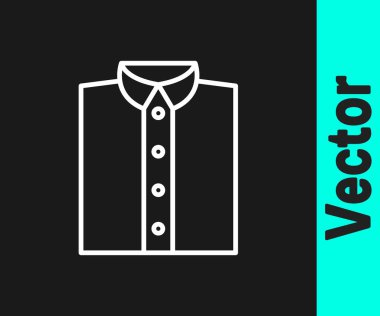 Beyaz çizgili gömlek simgesi siyah arkaplanda izole edilmiş. Tişört. Vektör