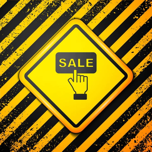 Black Price Tag Inscription Sale Icon Isolated Yellow Background Badge — Διανυσματικό Αρχείο