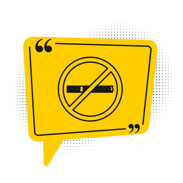 黑色无烟图标隔离在白色背景 香烟禁烟标志 黄色的语音泡沫符号 — 图库矢量图片