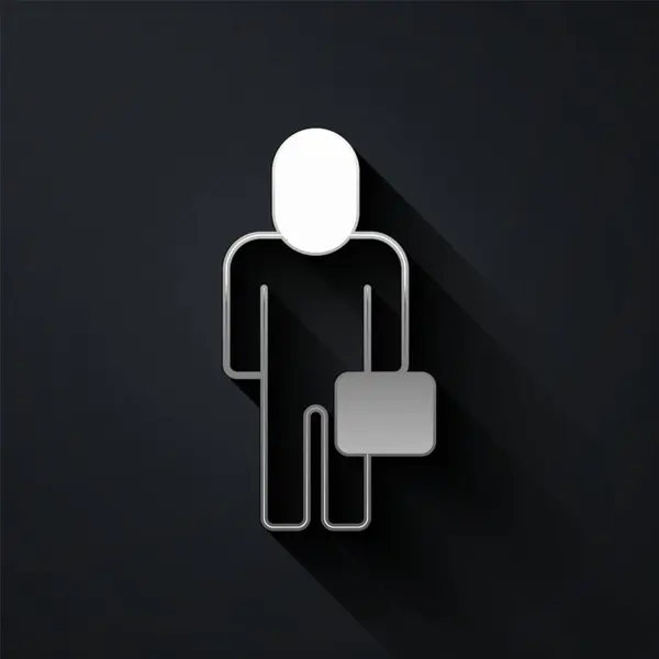 Иконка Silver Businessman Выделена Черном Фоне Иконка Профиля Пользователя Аватара — стоковый вектор