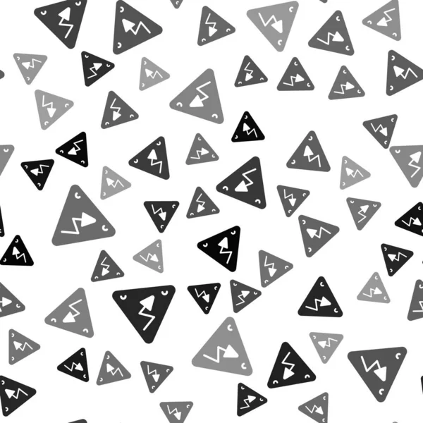 Zwart Pictogram Voor Hoogspanningsborden Geïsoleerd Naadloos Patroon Witte Achtergrond Gevarensymbool — Stockvector