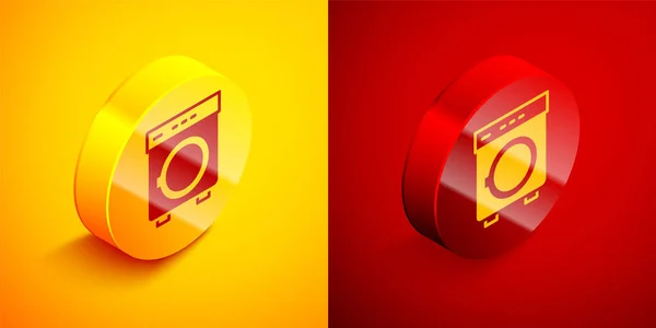 Isometric Washer Icon Isolated Orange Red Background Washing Machine Icon — Stock Vector