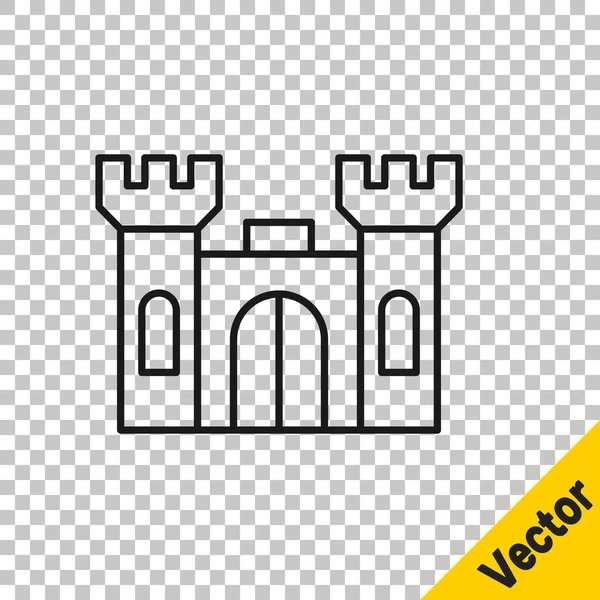 Черная Линия Замок Изолирован Прозрачном Фоне Вектор — стоковый вектор