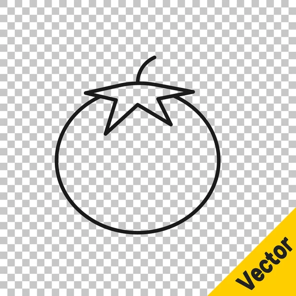 Black Line Tomato Symbol Isoliert Auf Transparentem Hintergrund Vektor — Stockvektor