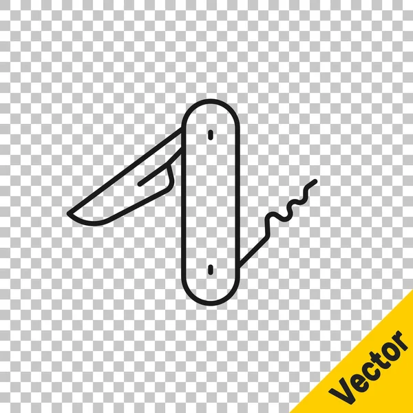 Ligne Noire Couteau Suisse Icône Isolée Sur Fond Transparent Couteau — Image vectorielle